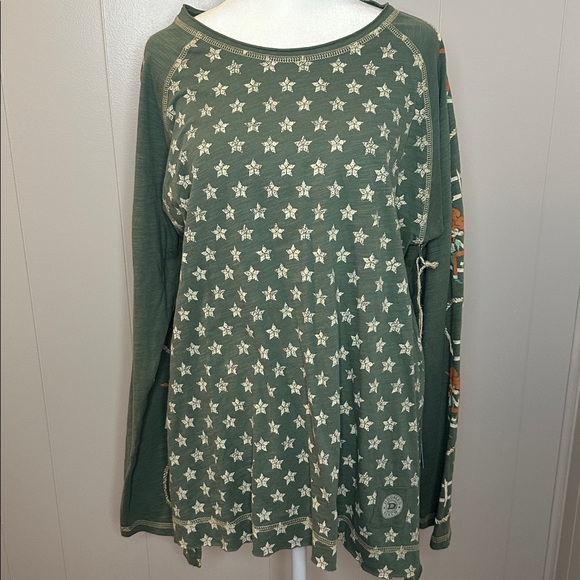 Double D Ranch Cowboys Up My Sleeve Top Boho Western Bohemian Casual Long Sleeve - Picture 4 of 13